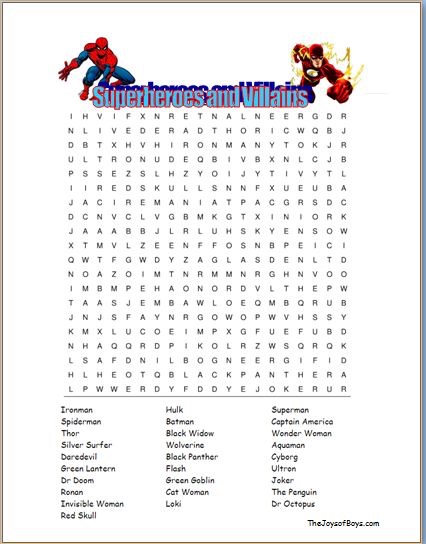 superhero wordsearch