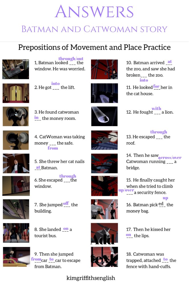 Preposition Batman Quiz answers