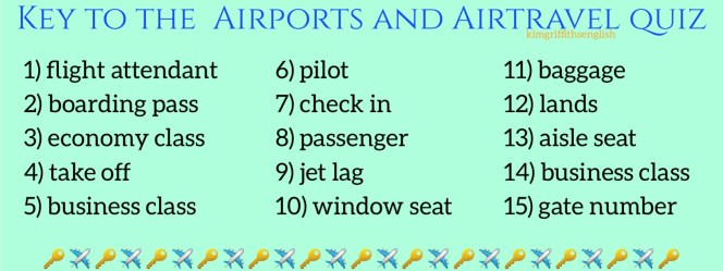 Air travel quiz Key. Kim Griffiths English