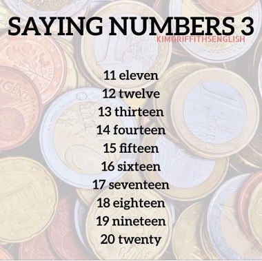 Numbers spelling, 11 to20, for learners of English, Kim Griffiths English blog
