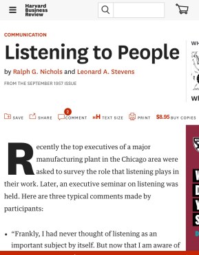 Listening to People, Harvard Business Review 1957.