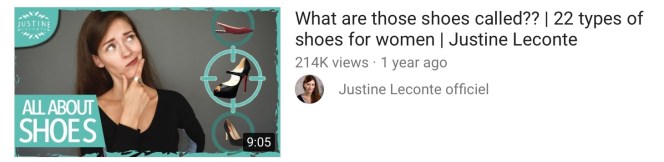 Types of ladies' shoes video by Justine Leconte, from the article If the shoe fits, kimgriffithsenglish.com. The webpage to Improve and practice your English