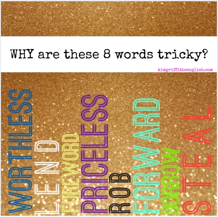 Why are these 8 words tricky? 8 hard words to use correctly in English. From the web page to improve and practice your English ESL. KimGriffithsEnglish.com. IMG_5698