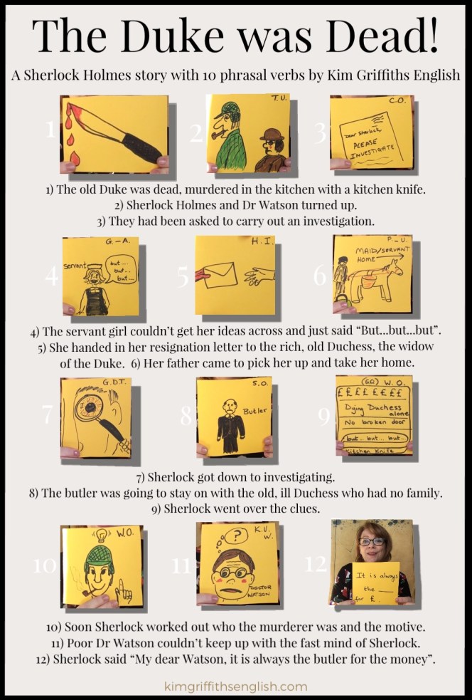Kim Griffiths English 10 phrasal verb Sherlock Holmes story. From the English teaching blog www.kimgriffithsenglish.