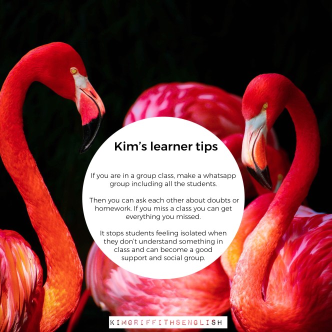 Kim's learner tips - Whatsapp. 5 Smart strategies for English class. From the English teaching blog www.kimgriffithsenglish. The place to improve practice and maintain you English as a second language.