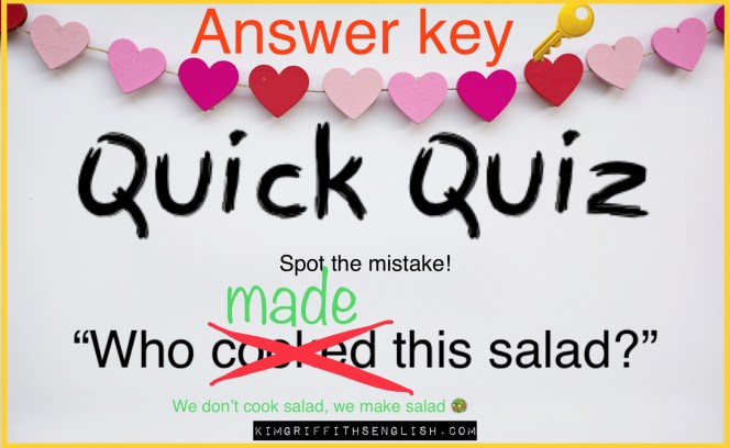Answer key to Who cooked this salad? 5 Smart strategies for English class. From the English teaching blog www.kimgriffithsenglish. The place to improve practice and maintain you English as a second language.